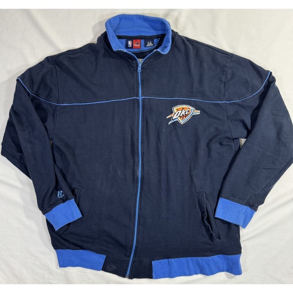 Majestic Oklahoma City Thunder Full Zip‎ Hoodie Mens Medium Tall Blue Heathered